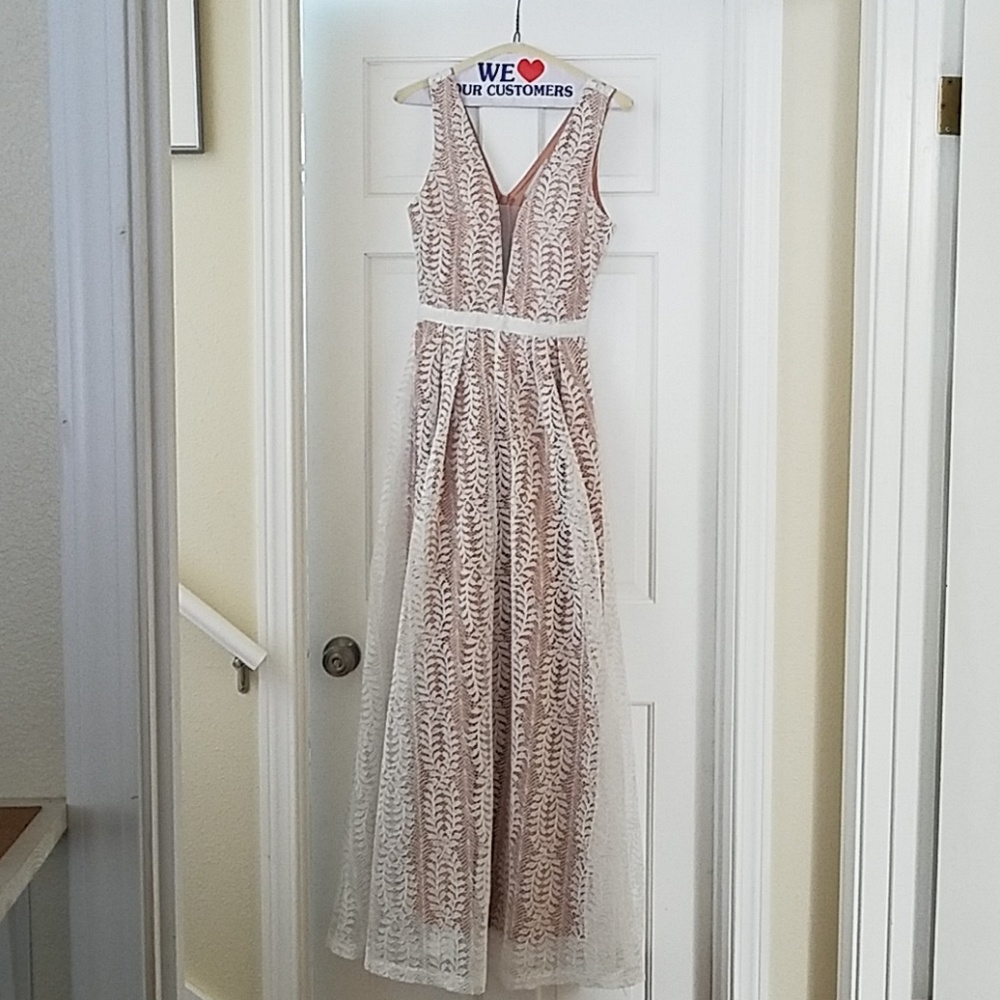 White lace overlay maxi dress
